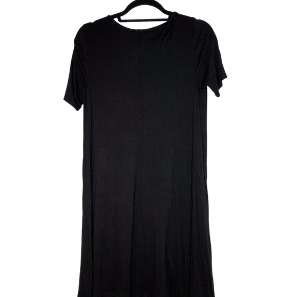 Loft Factory Size S Black Short Sleeve Pull On T-shirt Style Tunic Dress - Picture 3 of 8
